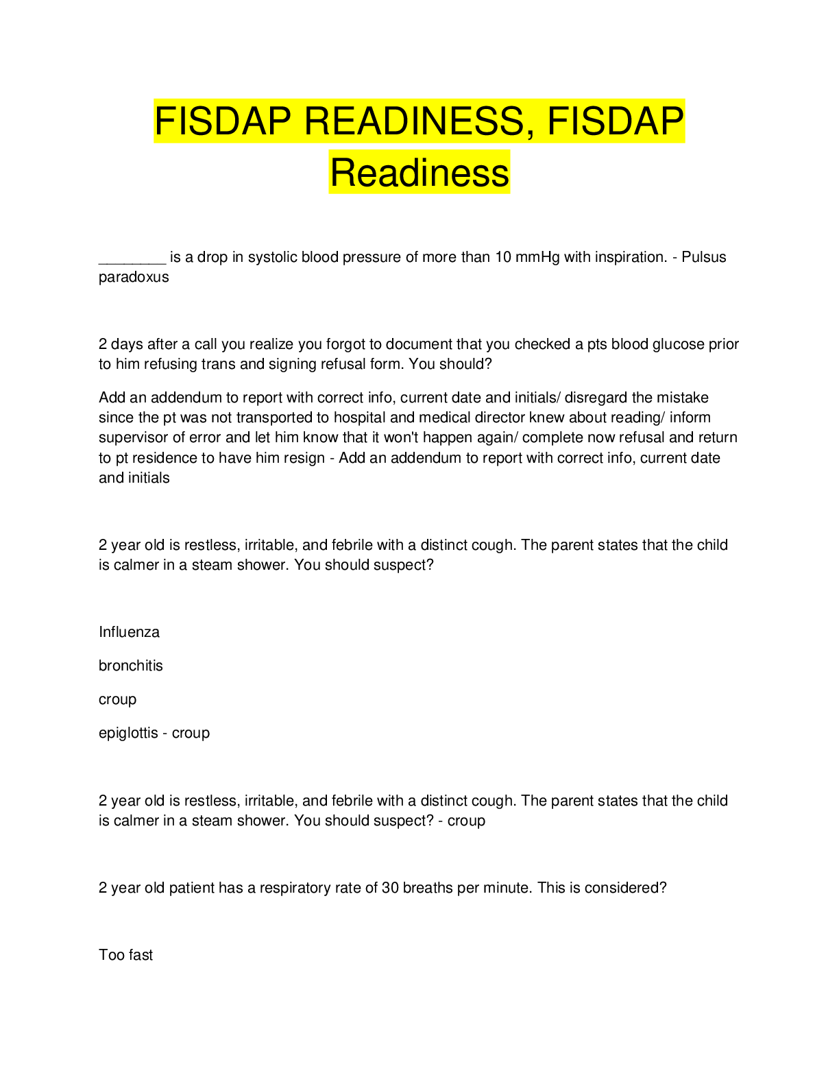 Preview image for FISDAP READINESS, FISDAP  Readiness